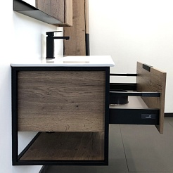 Comforty Тумба с раковиной Бонн 90 (Quadro) подвесная дуб темный – фотография-4